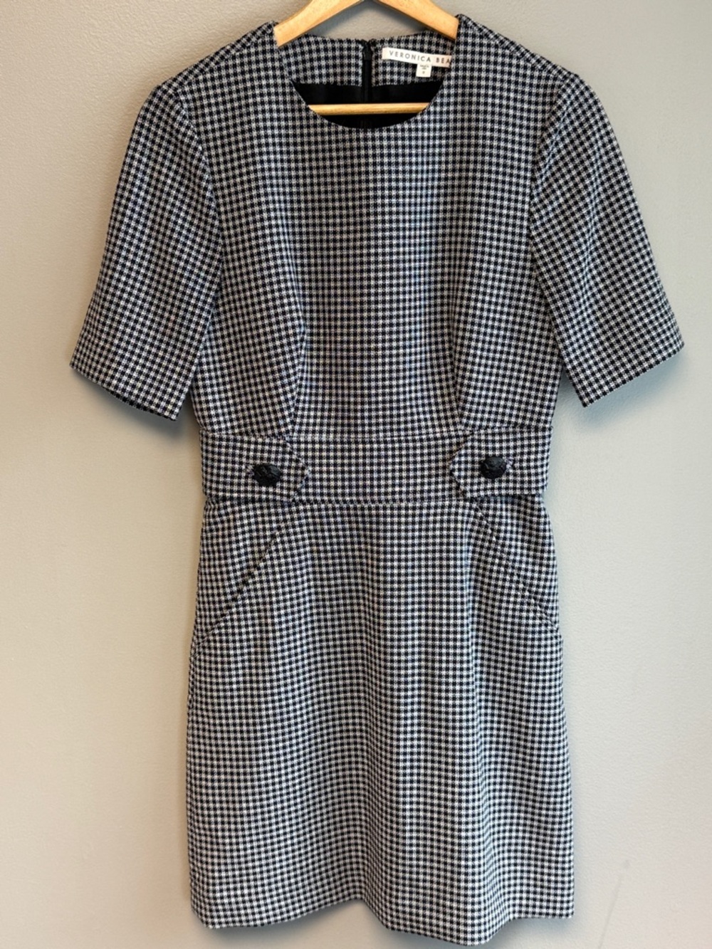 Veronica Beard Houndstooth Mini Dress Black White Size 0